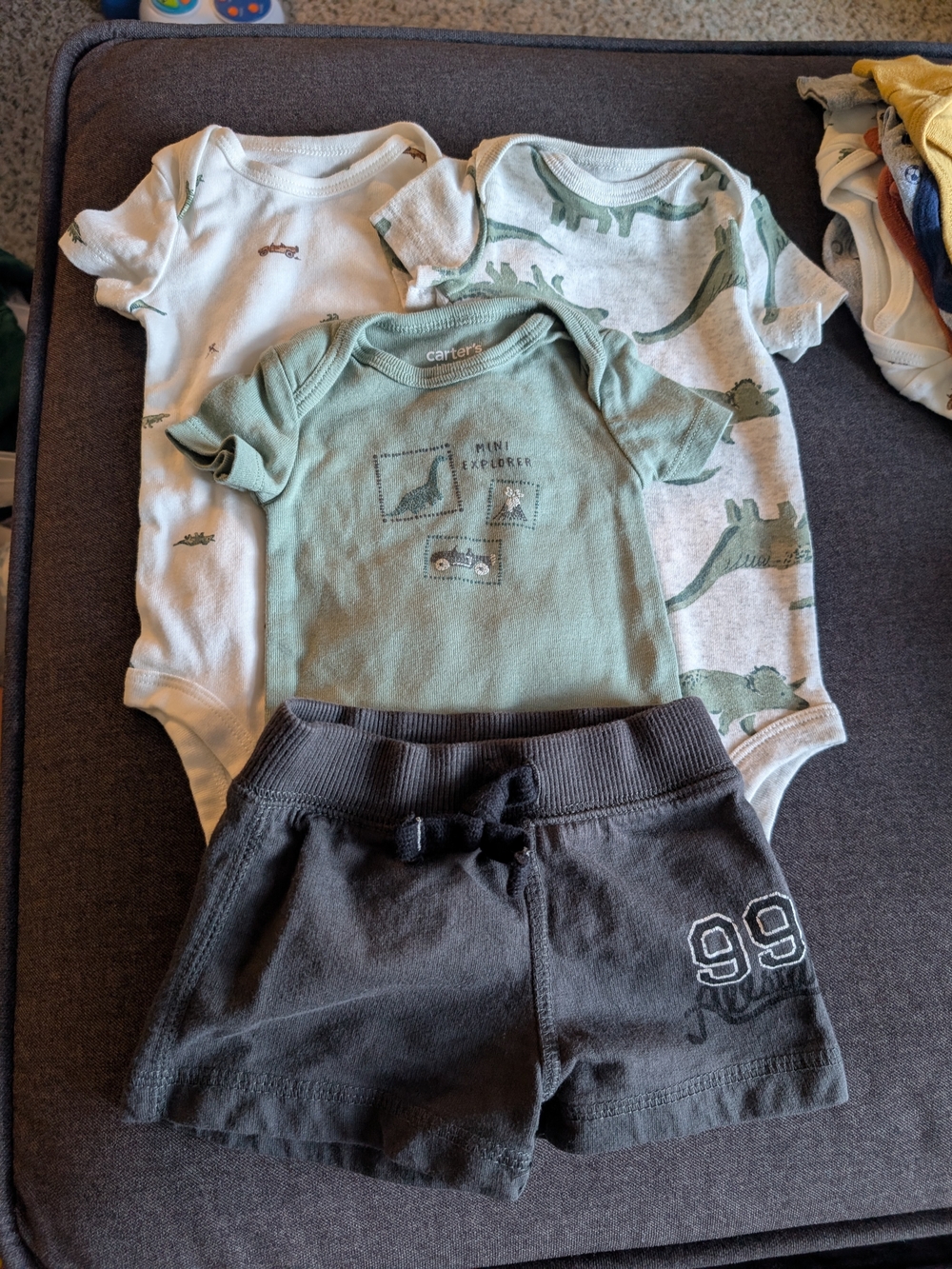 Carter's Green 'Mini Explorer' Bodysuit & Shorts Set